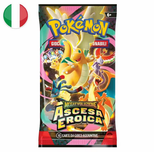 Pokémon - Bustina Ascesa Eroica Italiana con 10 Carte per collezionisti e giocatori.