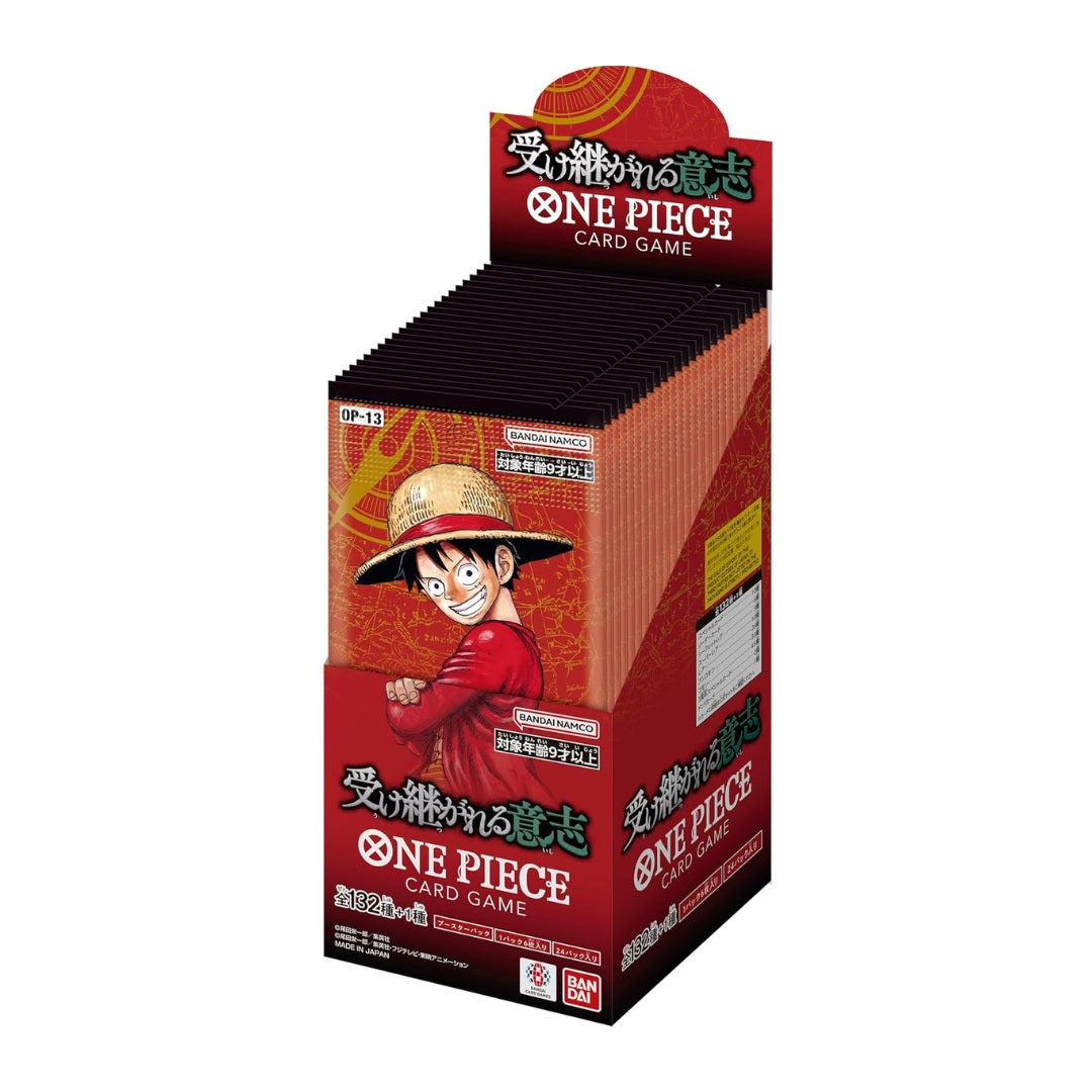 ONE PIECE CARD GAME OP-13 (JAP) box featuring iconic character and collectible cards for dynamic gameplay.