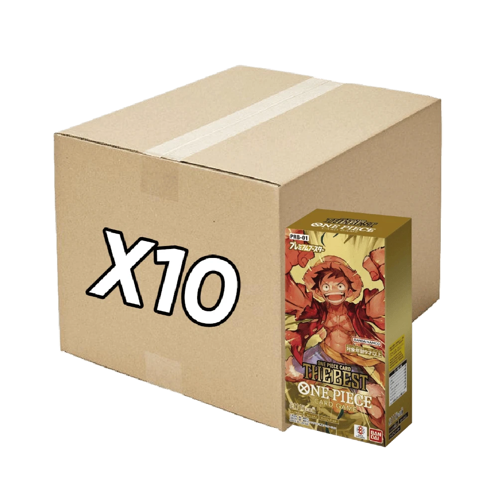 Teca Ultra Premium Evoluzioni Prismatiche display case with collectibles and a cardboard box labeled X10.